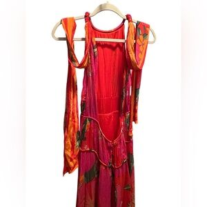 Farm Rio pink pietra Floral halter Maxi Dress size M